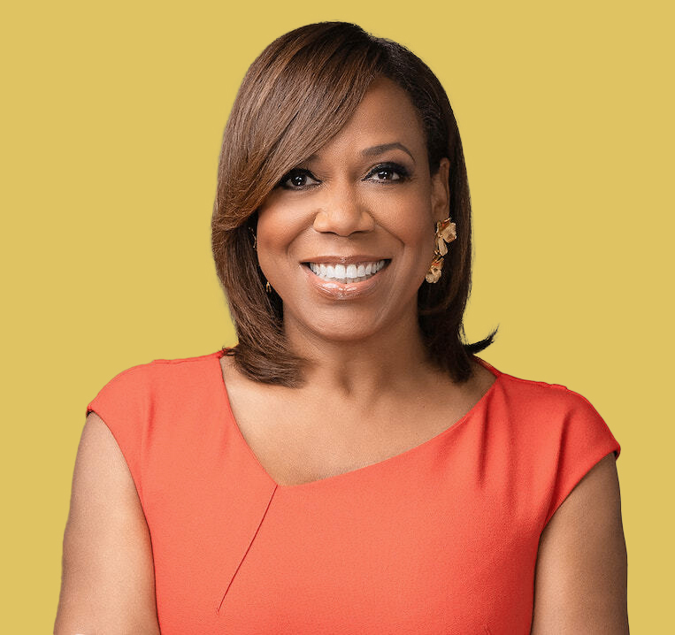 Portrait of Black Telehealth CEO Cheryle R. Jackson against an orange background